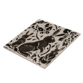 Carreau Lapin Batik Grès Animal de la Forêt Brun Gris (Côté)