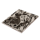 Carreau Lapin Batik Stoneware Bois Animal Tan Brown (Côté)