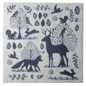 Carreau Lapin blanc et bleu vintage (Devant)