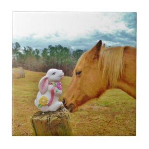 Carreau Lapin blanc et Cheval jaune