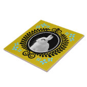 Carreau Lapin Blanc Étrange : Jaune, Noir et Bleu Clair (Côté)