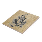 Carreau Lapin blanc sur Burlap (Côté)