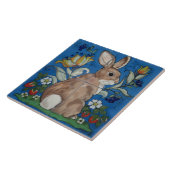 Carreau Lapin Bleu Printemps Floral Trivet de Pâques (Côté)