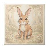 Carreau Lapin brun mignon dans une forêt (Devant)