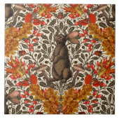 Carreau Lapin d'automne sur blanc (Devant)