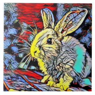 Carreau lapin de coup de couleur