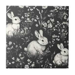 Carreau Lapin de la forêt noire motif botanique