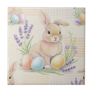 Carreau Lapin de Pâques avec Motif Pastel de Printemps Œuf