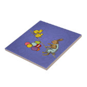 Carreau Lapin de Pâques couvant des œufs illustration (Côté)