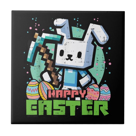 Carreau Lapin de Pâques Pixel Game Joyeux  (Devant)