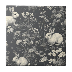Carreau Lapin Élégant Toile Floral Motif Vintage (8)
