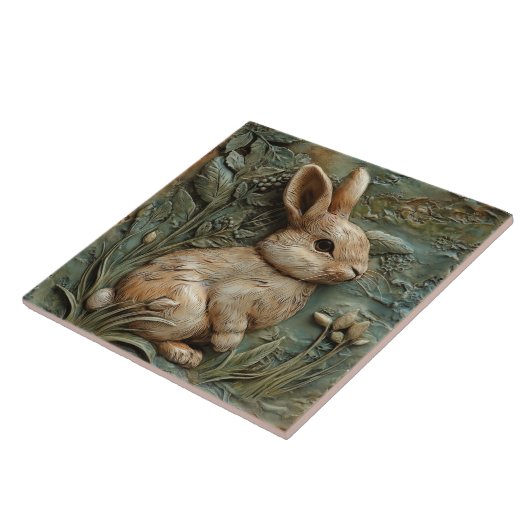 Carreau Lapin et Fleurs de Lapin Vert Muet Secours Faux (Côté)