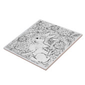 Carreau Lapin Gris Lapin Oiseau Floral Dessin Artistique (Côté)