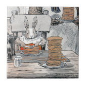 Carreau Lapin mangeant le petit déjeuner de crêpe (Devant)