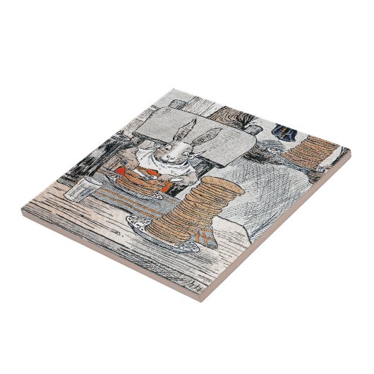 Carreau Lapin mangeant le petit déjeuner de crêpe (Côté)