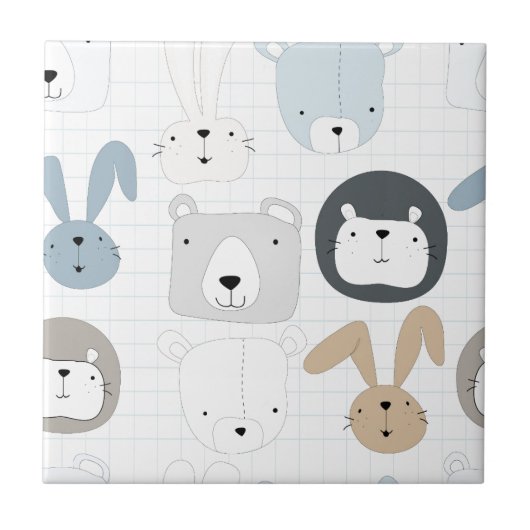Carreau Lapin mignon d'enfant en bas âge et de lapin (Devant)