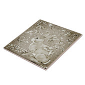 Carreau Lapin Neutre Gris Fumé Oiseau Floral Feuille (Côté)