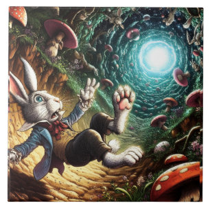 Carreau Lapin Panique Tombant Dans Le Trou Du Lapin