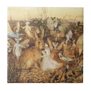 Carreau Lapin parmi les fées, Contes de fées vintage