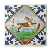 Carreau Lapin Rabbit 1650s Delft Polychrome Repro (Devant)