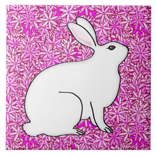 Carreau Lapin sur un lit de fleurs de printemps (Devant)