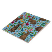 Carreau Lapins et fleur sauvage (Côté)