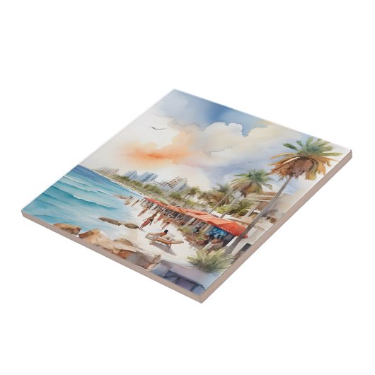 Carreau L'aquarelle de Cancun (Côté)