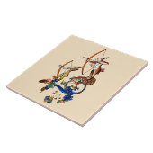 CARREAU LARGE GUERRE BESTIAIRE MÉDIÉVALE, RABBITS ARCHERS (Côté)