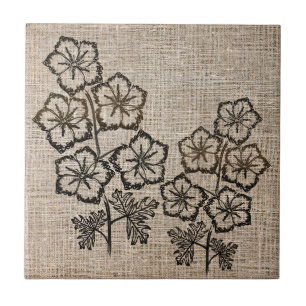 Carreau Larkspur Delphinium Fleurs Dessin Toile