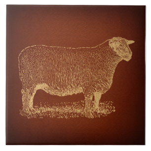 Carreau L'art antique illustré par des moutons rustiques