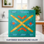 Carreau L'art de la mosaïque tribale colorée<br><div class="desc">Colorful Tribal Mosaic Art. Customiser couleur arrière - plan pour s'adapter à votre décor.</div>