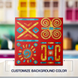 Carreau L'art de la mosaïque tribale colorée<br><div class="desc">Colorful Tribal Mosaic Art. Customiser couleur arrière - plan pour s'adapter à votre décor.</div>
