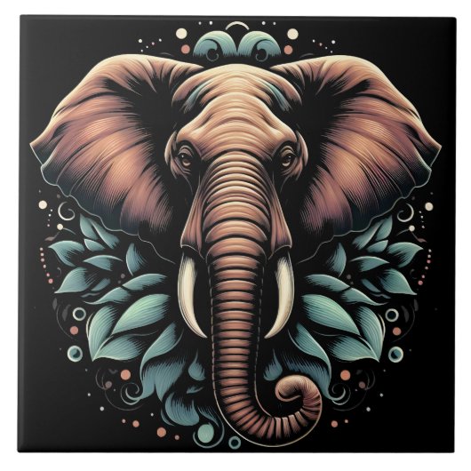 Carreau L'art de l'éléphant de l'aube fleuri lance l'oreil (Devant)