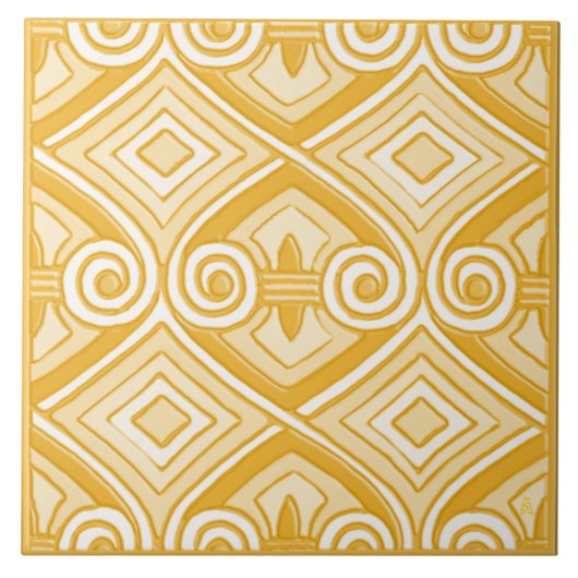 Carreau L'art déco fait Perse (jaune et crème) (Devant)