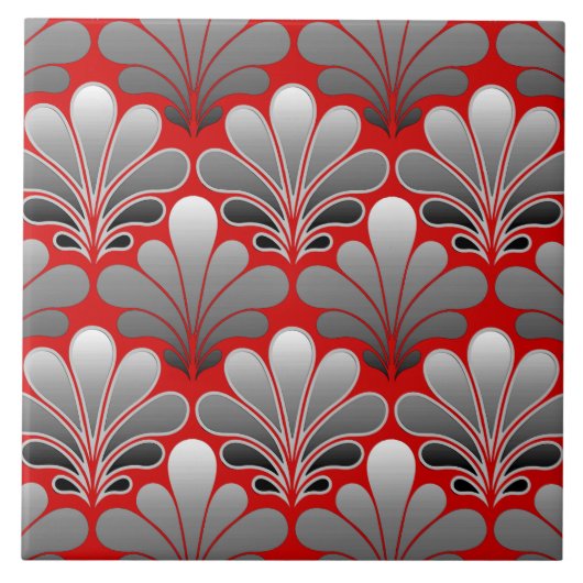 Carreau L'art déco Shell modèlent, le gris argenté/gris et (Devant)