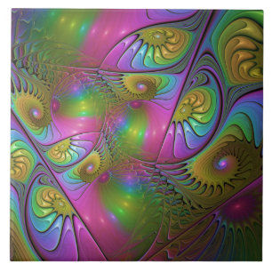 Carreau L'art fractal abstrait trippy lumineux coloré