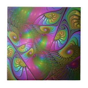 Carreau L'art fractal abstrait trippy lumineux coloré