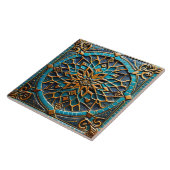 Carreau L'art traditionnel azur et orange (Côté)