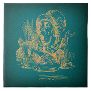 Carreau L'art Vintage Turquoise de Mad Hatter Alice au pay