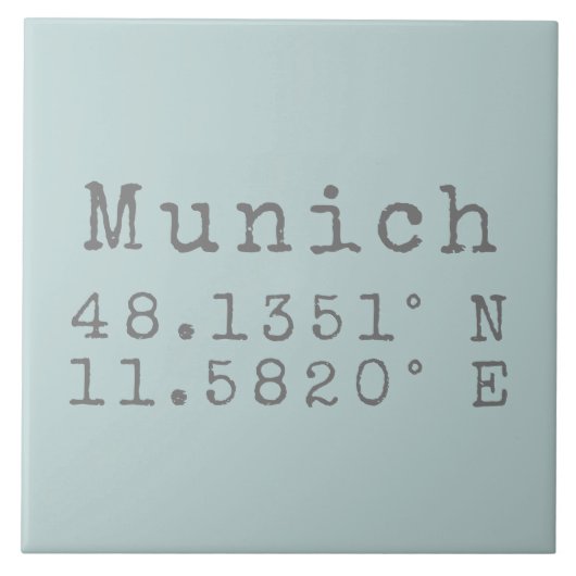 Carreau Latitude et longitude de Munich (Devant)