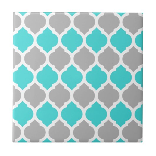Carreau Lattice marocain turquoise et gris (Devant)