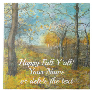 Carreau L'automne doré dans une aquarelle en chênaie