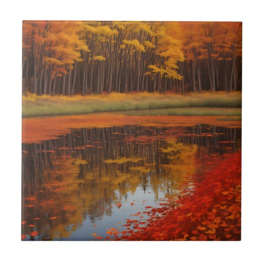 Carreau L'Automne Reflète Un Lac Serene (Devant)