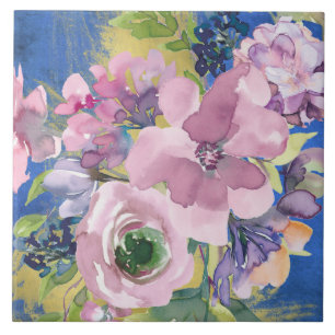 Carreau Lavande Blues Aquarelle Floral