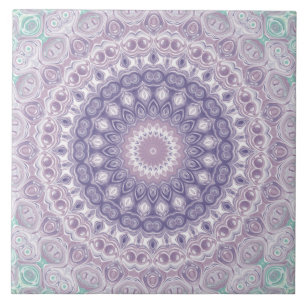 Carreau Lavande et Lilac Mandala Motif