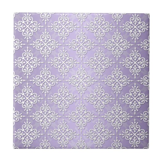 Carreau Lavande Violet et Blanc Damassé (Devant)