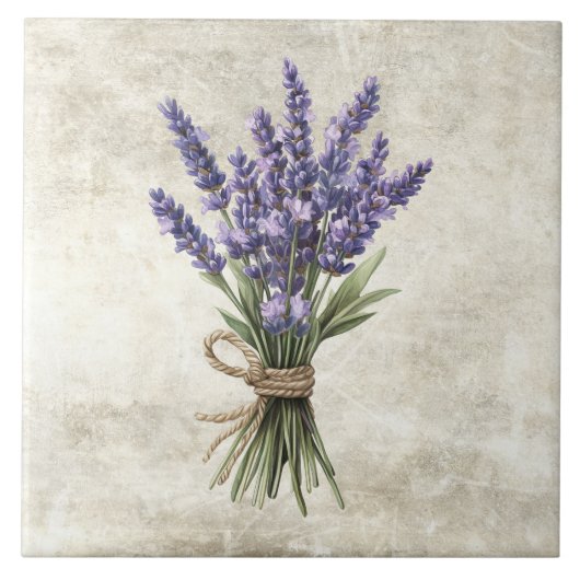 Carreau Lavender Rustic Floral Faux Ceramic Tile (Devant)
