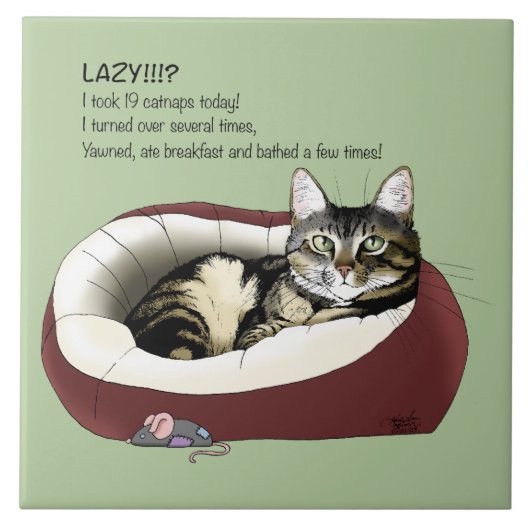 Carreau Lazy Chat Led Green Funny (Devant)