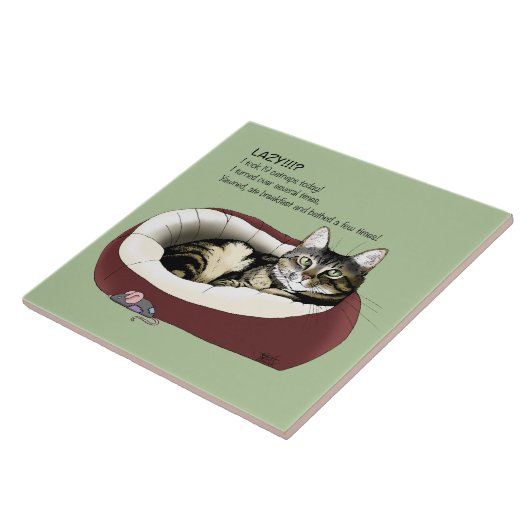 Carreau Lazy Chat Led Green Funny (Côté)