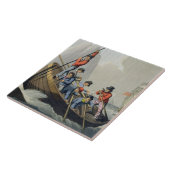 Carreau Le bateau d'un bateau attaquant une baleine, (Côté)